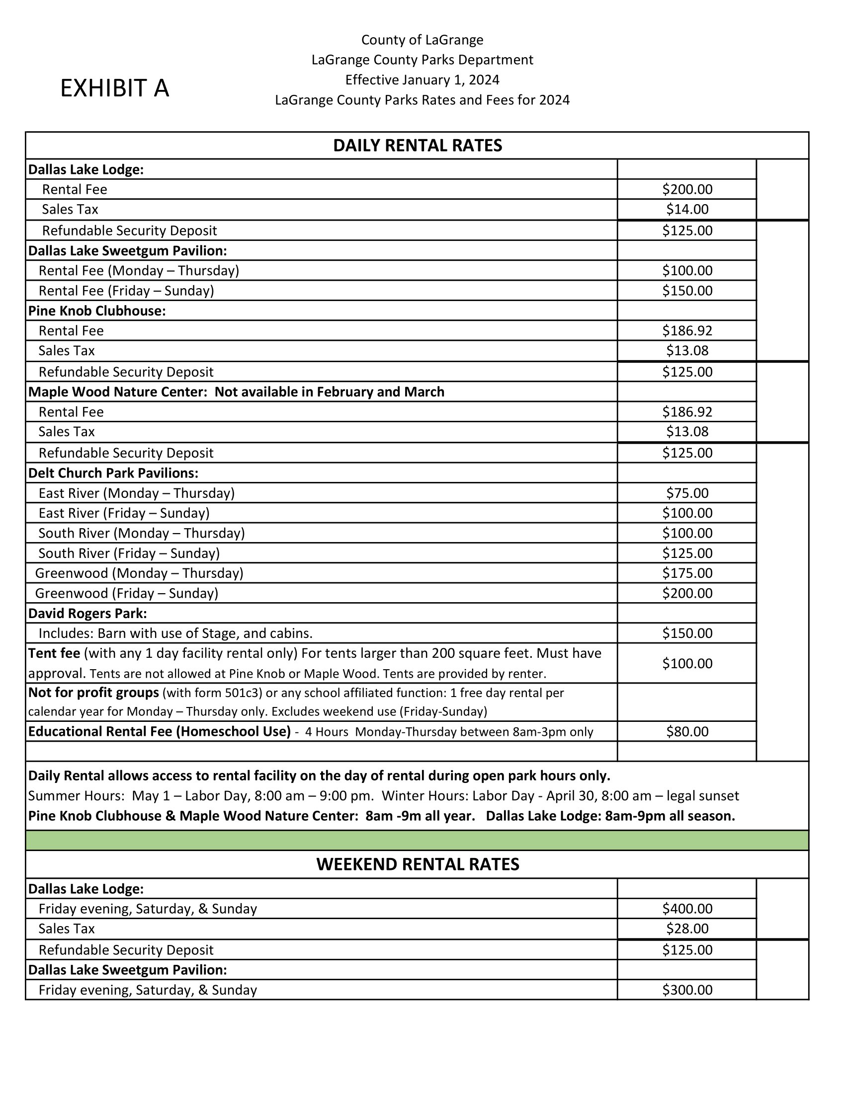 2024 Park Rates page 1