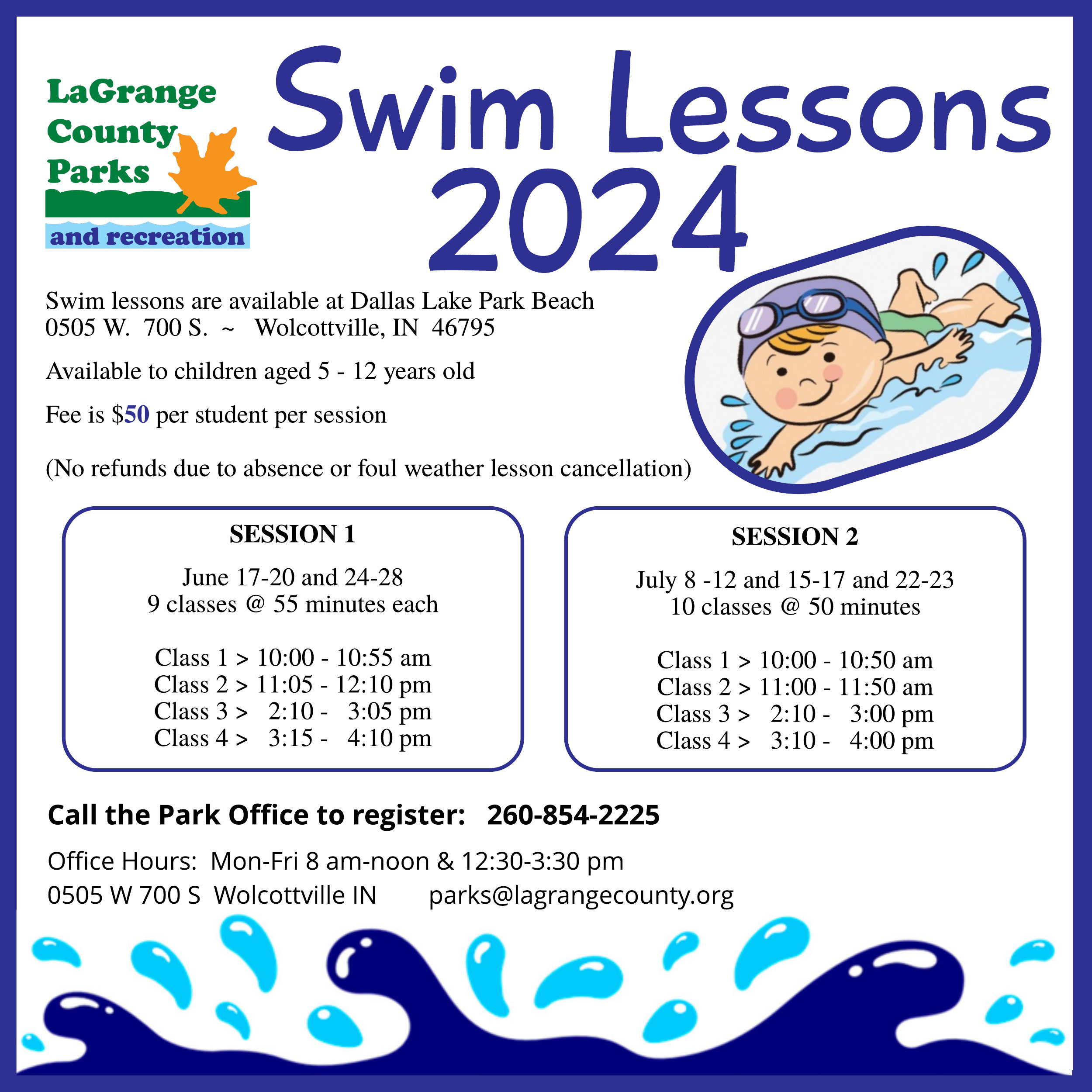 2024 Swim Lesson Schedule